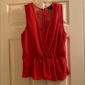 Sleeves (lace back) cinched waist Red Sexy top Lrg